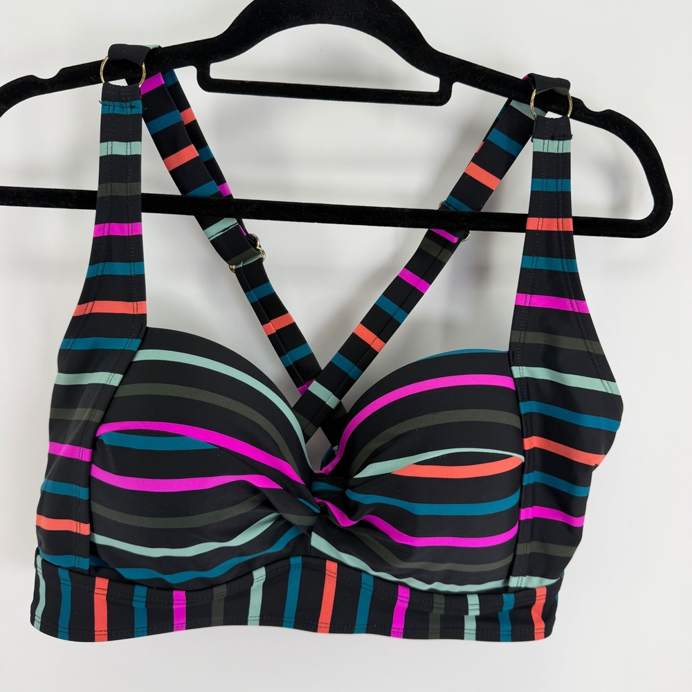 Terra & Sky Womens 0X 14W Multi Stripe Underwire Bikini Top